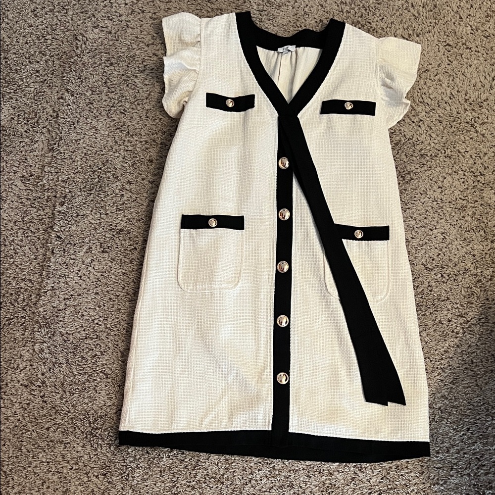 Voy WM Medium Ivory Dress with Black Trim